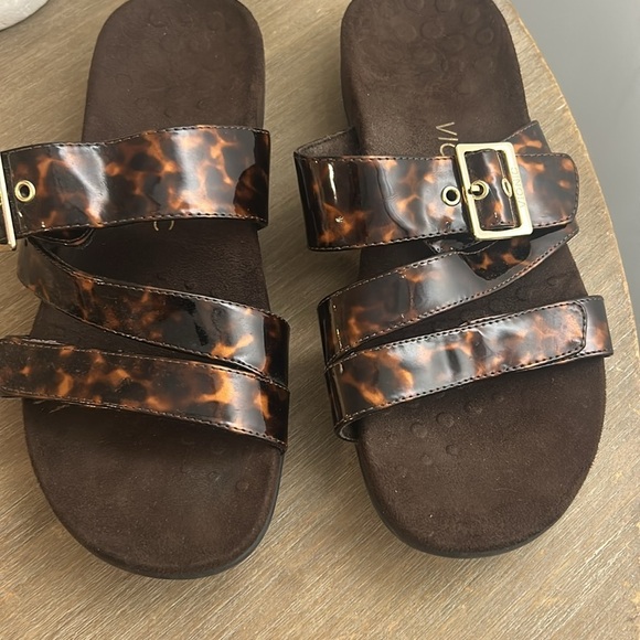 Vionic Skylar Brown Tortoise Slip On Adjautable Sandals Women Orthotic size 9 - Picture 7 of 16